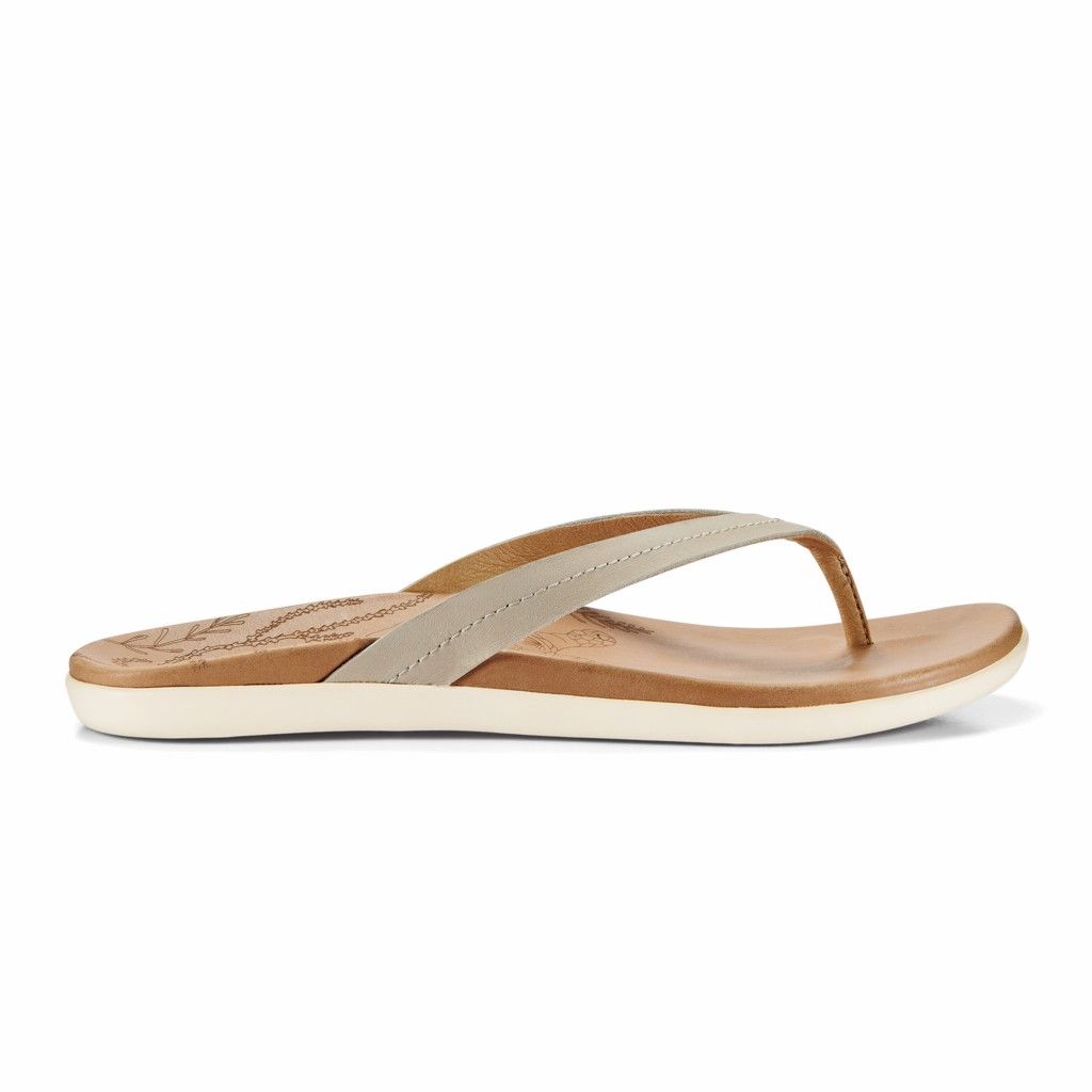 Olukai Women's Honu Flip Flop - Tapa / Golden Sand US423-869